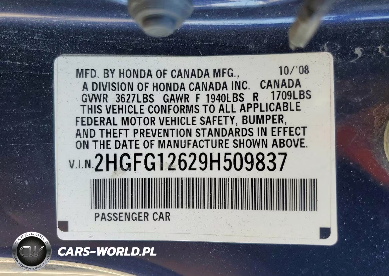 2009 Honda Civic Lx VIN:2HGFG12629H509837 - 12