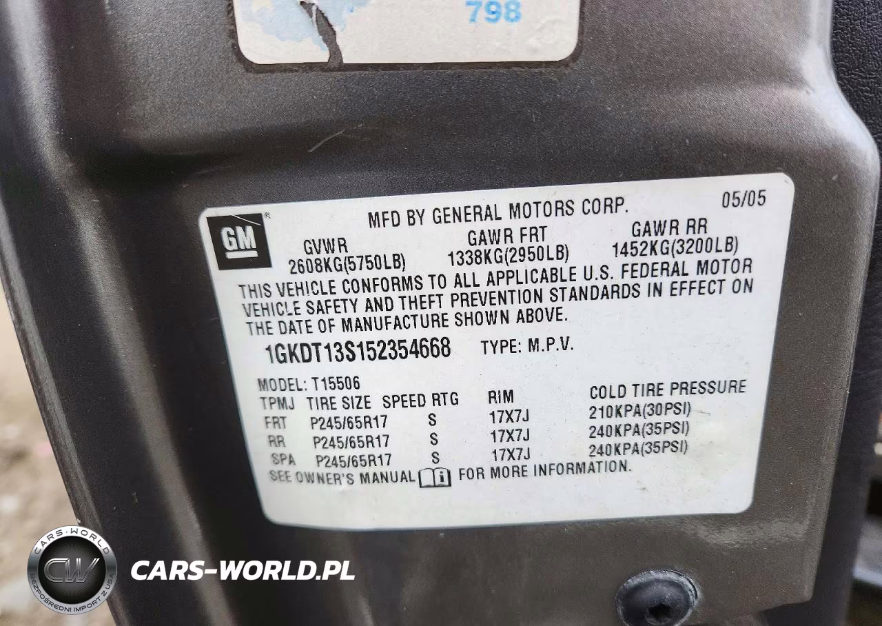 2005 GMC Envoy VIN:1GKDT13S152354668 - 13