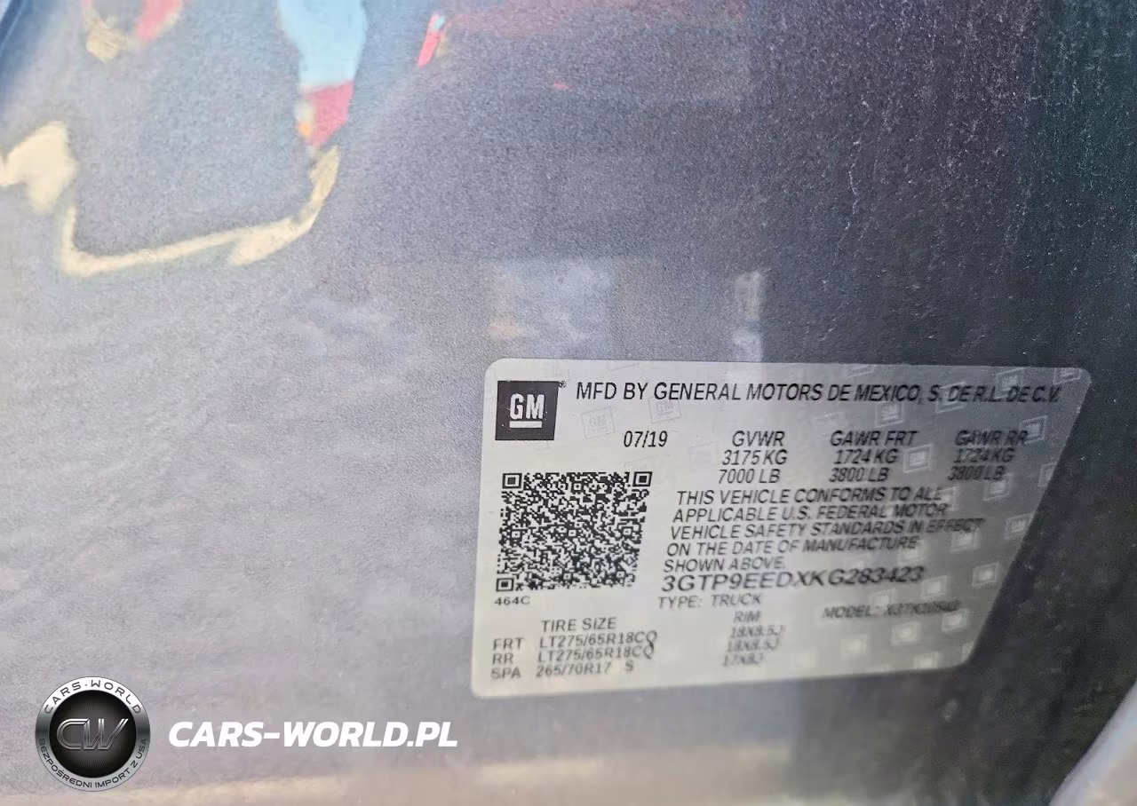 2019 GMC Sierra K1500 At4 VIN:3GTP9EEDXKG283423 - 13