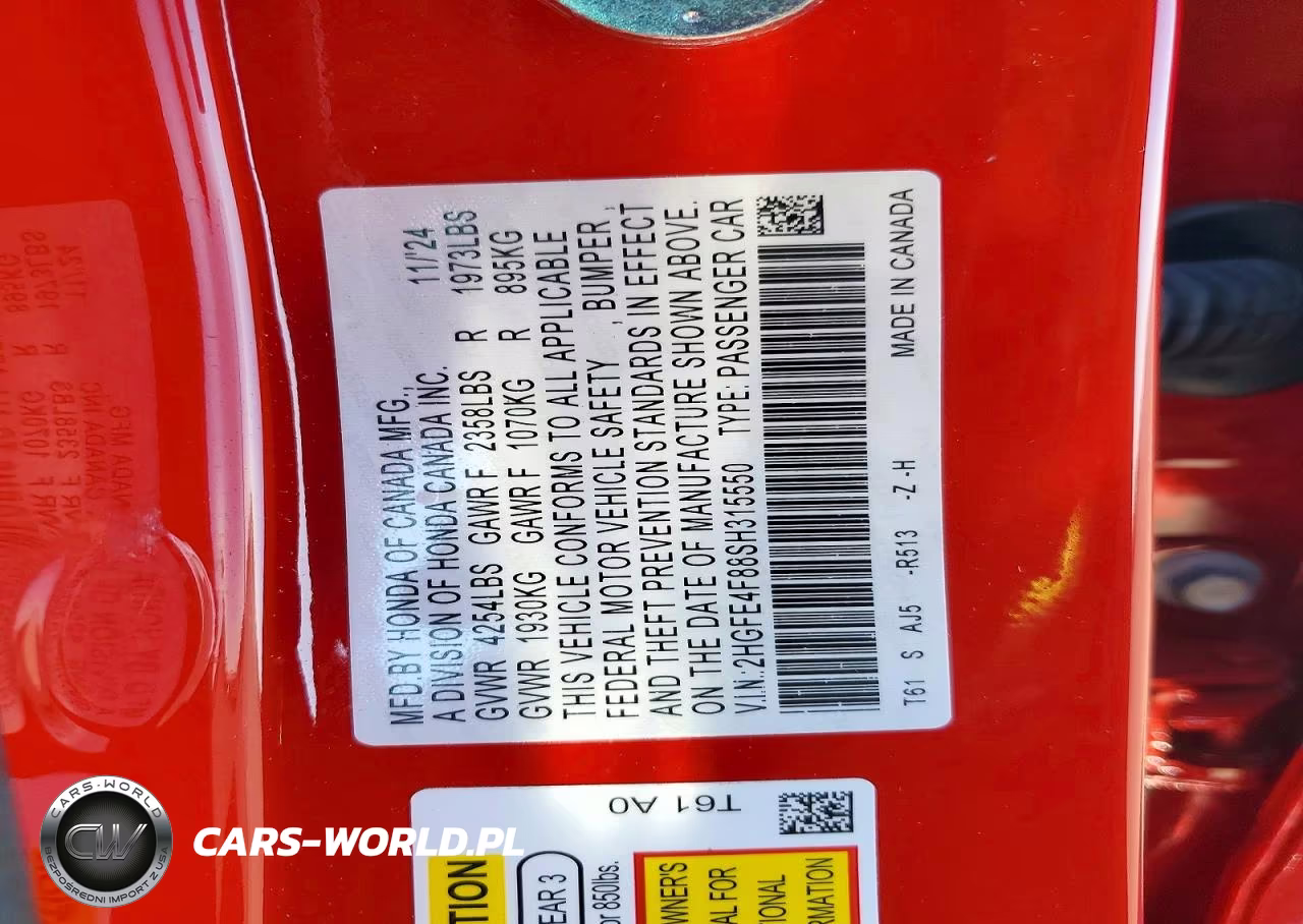 2025 Honda Civic Sport VIN:2HGFE4F88SH315550 - 13
