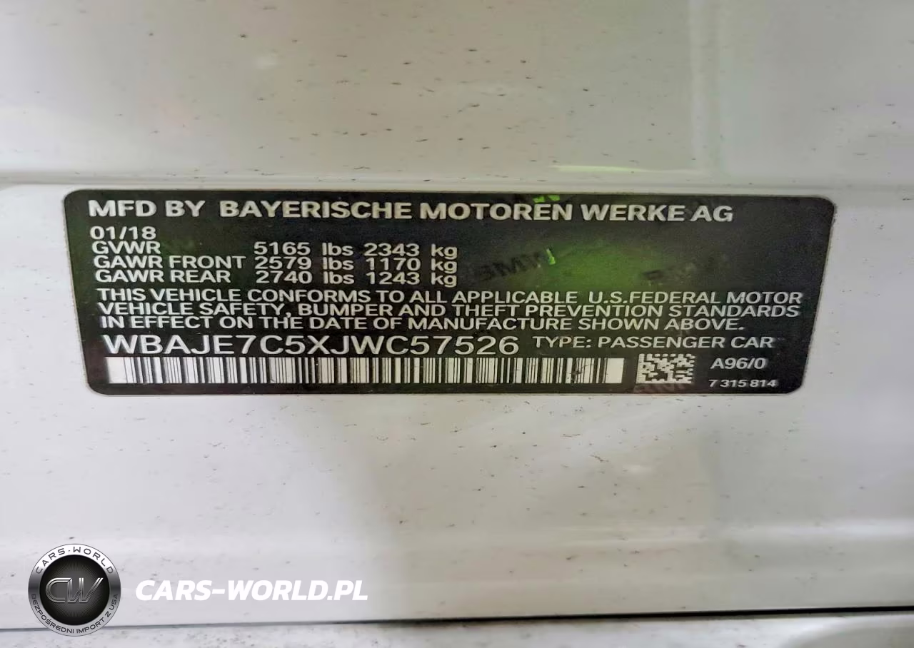 2018 BMW 540 Xi VIN:WBAJE7C5XJWC57526 - 12