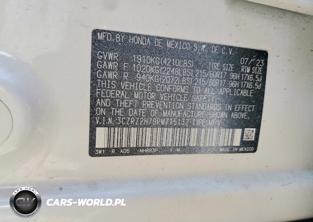 2024 Honda Hr-V Exl VIN:3CZRZ2H79RM715132 - 14