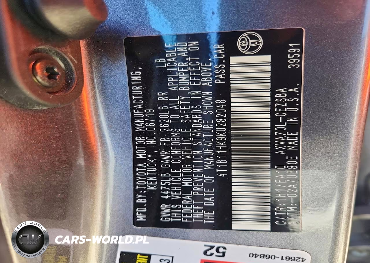 2019 Toyota Camry Se VIN:4T1B11HK9KU282048 - 12