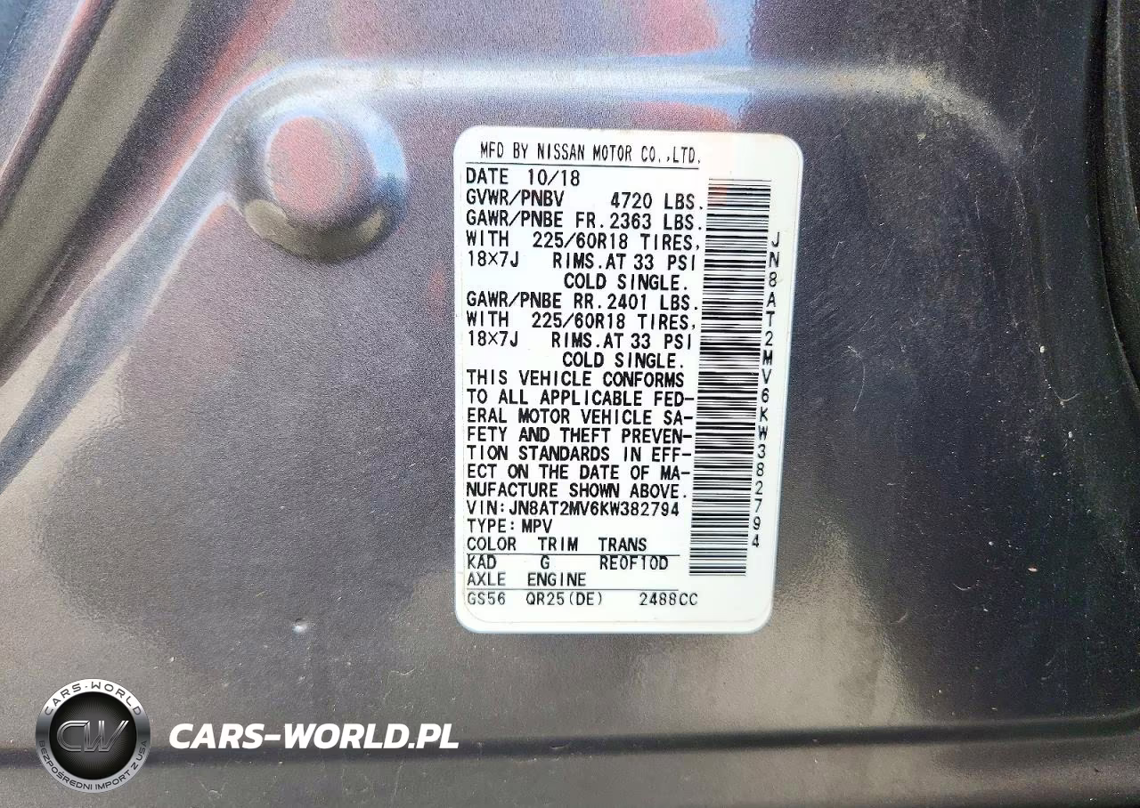 2019 Nissan Rogue Sv VIN:JN8AT2MV6KW382794 - 13