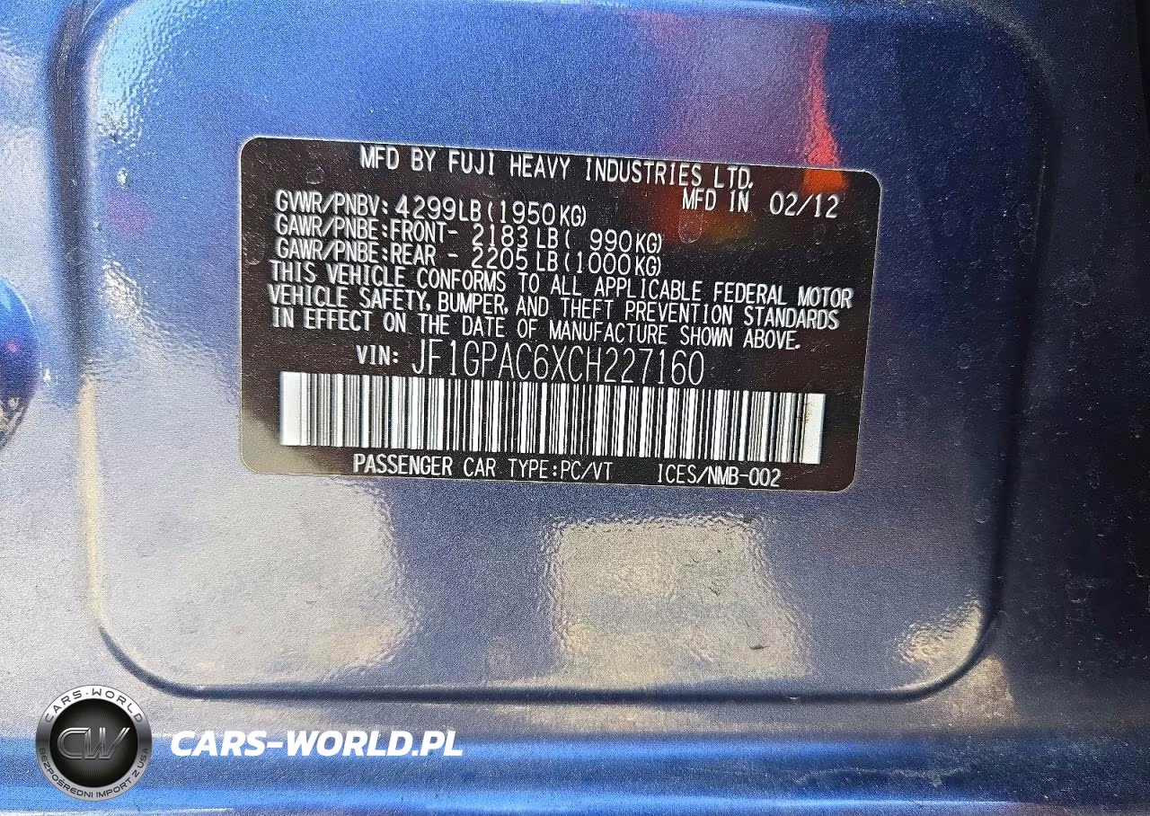 2012 Subaru Impreza Premium VIN:JF1GPAC6XCH227160 - 12