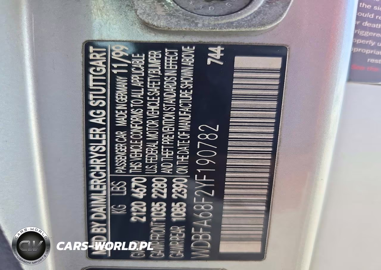 2000 Mercedes-Benz Sl 500 VIN:WDBFA68F2YF190782 - 12