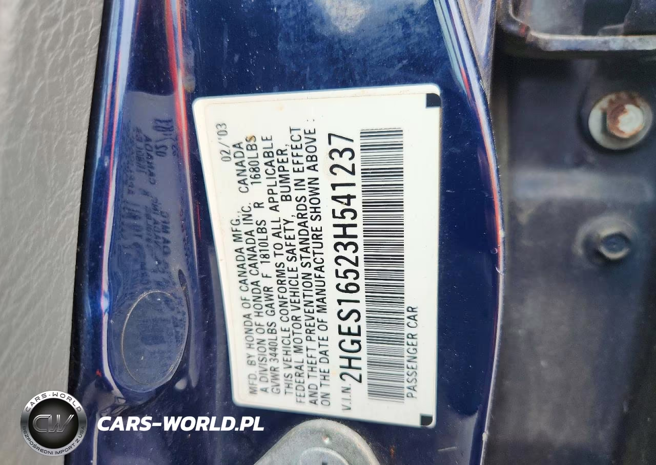 2003 Honda Civic Lx VIN:2HGES16523H541237 - 13