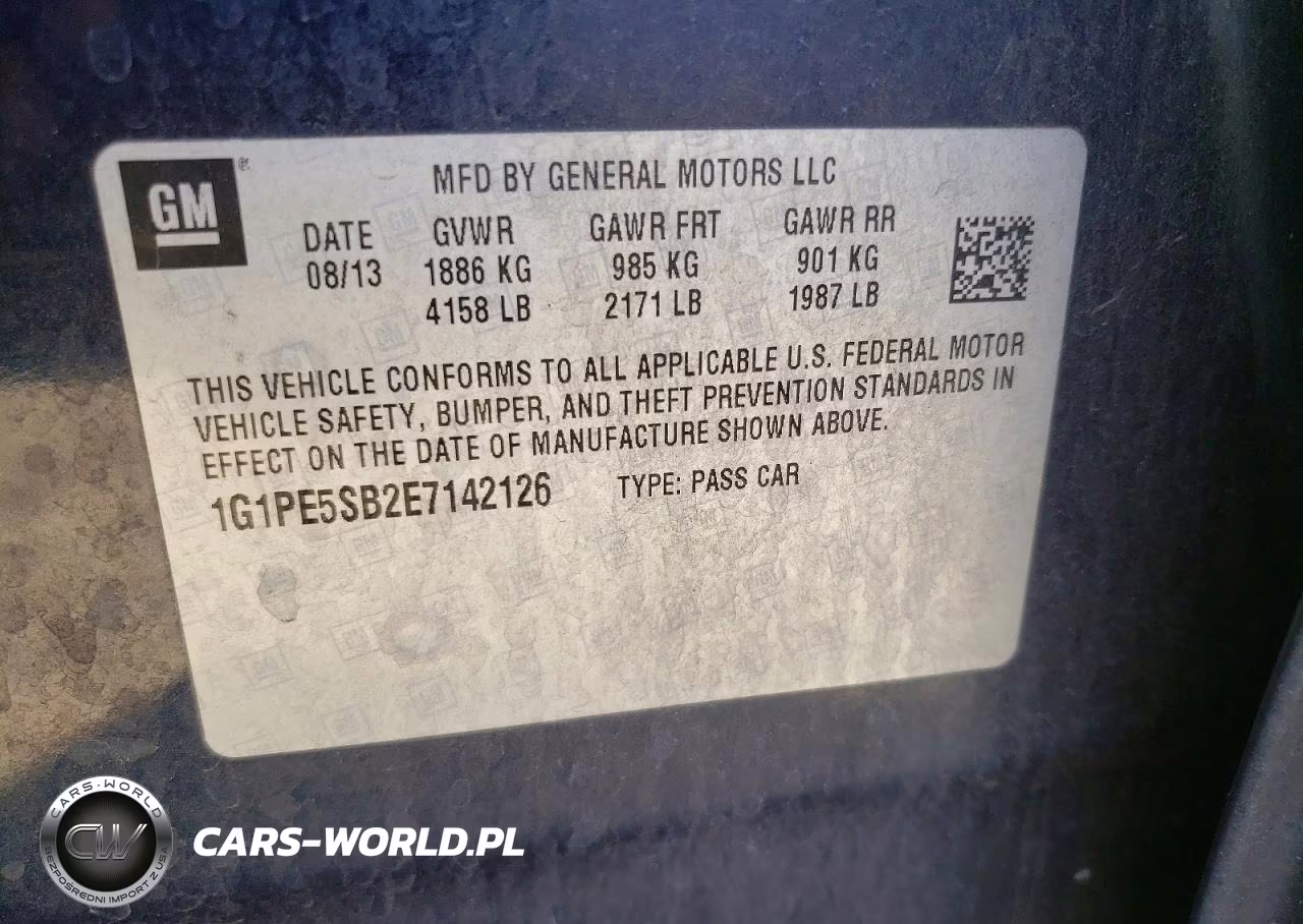2014 Chevrolet Cruze Lt VIN:1G1PE5SB2E7142126 - 13