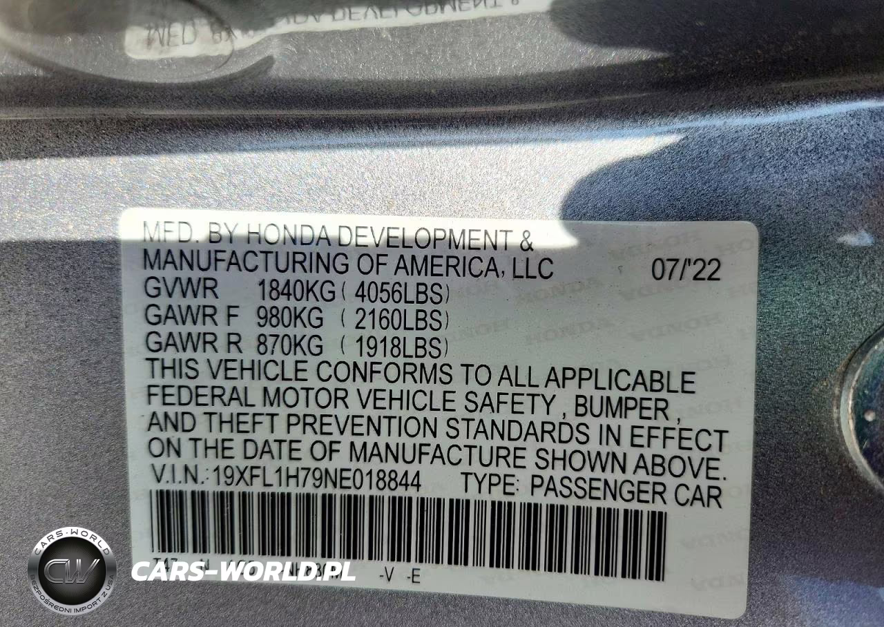 2022 Honda Civic Exl VIN:19XFL1H79NE018844 - 12