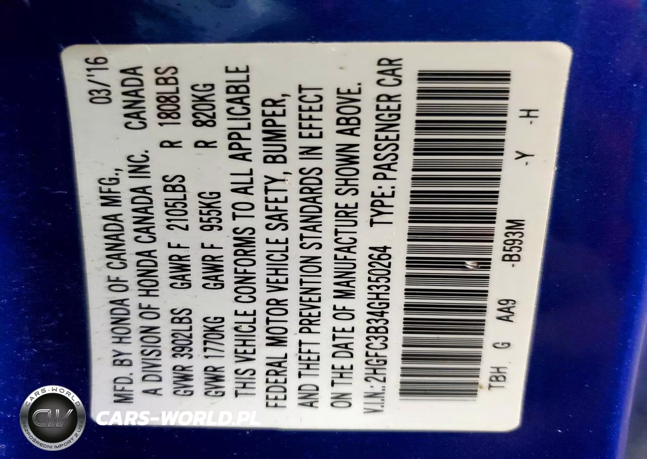 2016 Honda Civic Ex VIN:2HGFC3B34GH350264 - 13