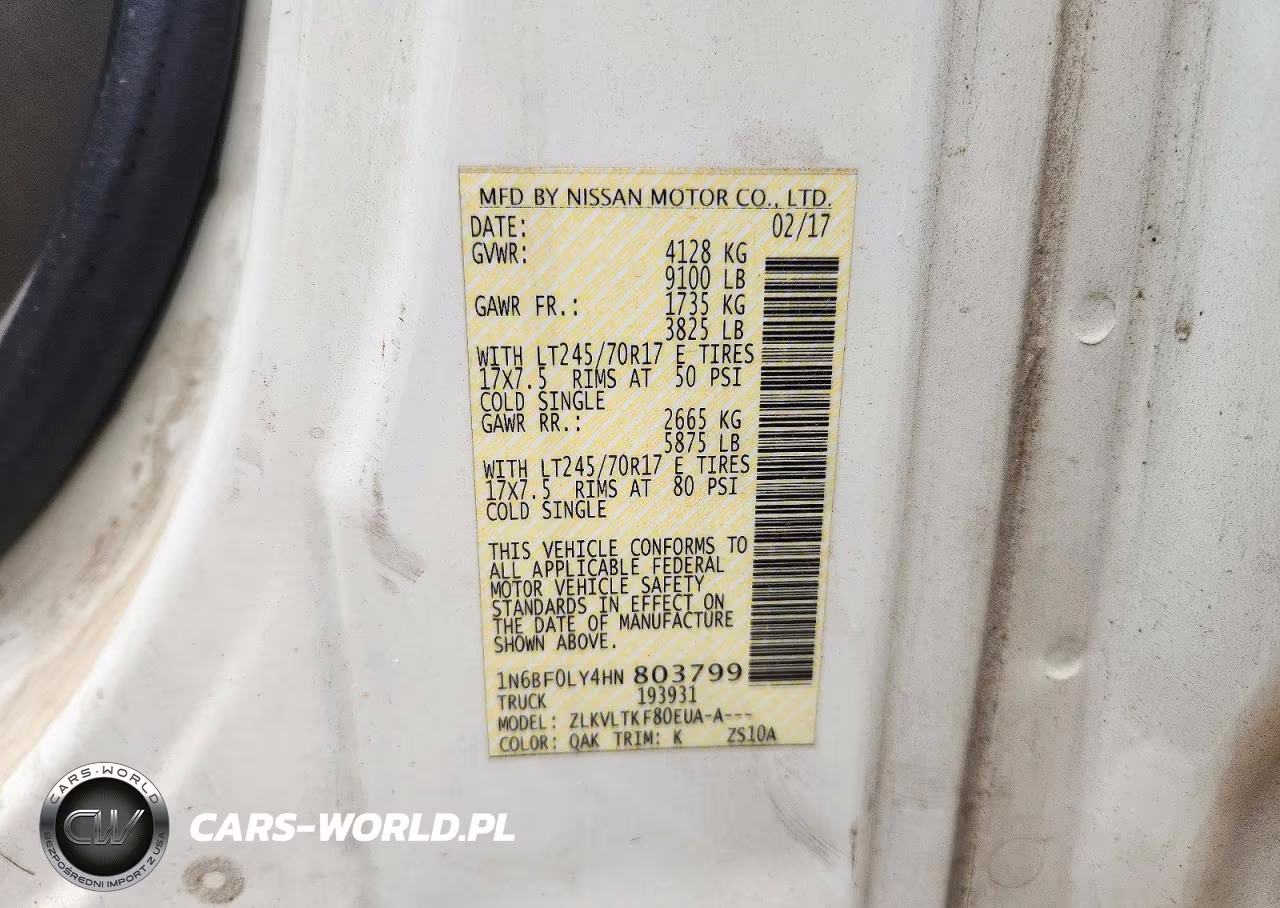 2017 Nissan Nv2500 Delivery Van VIN:1N6BF0LY4HN803799 - 13