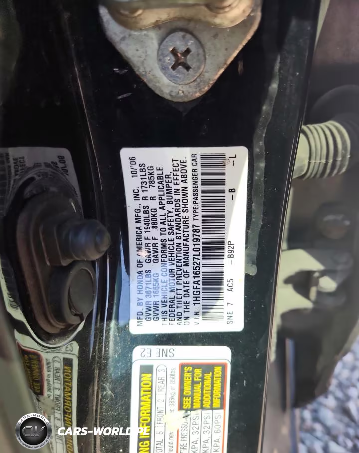 2007 Honda Civic Lx VIN:1HGFA16527L019787 - 12