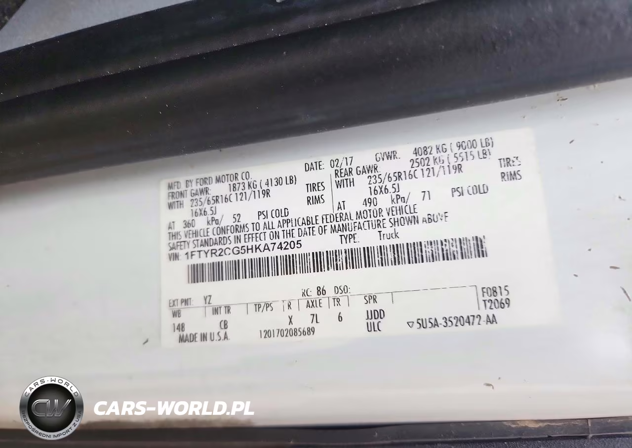 2017 Ford Transit 250 Delivery Van VIN:1FTYR2CG5HKA74205 - 13