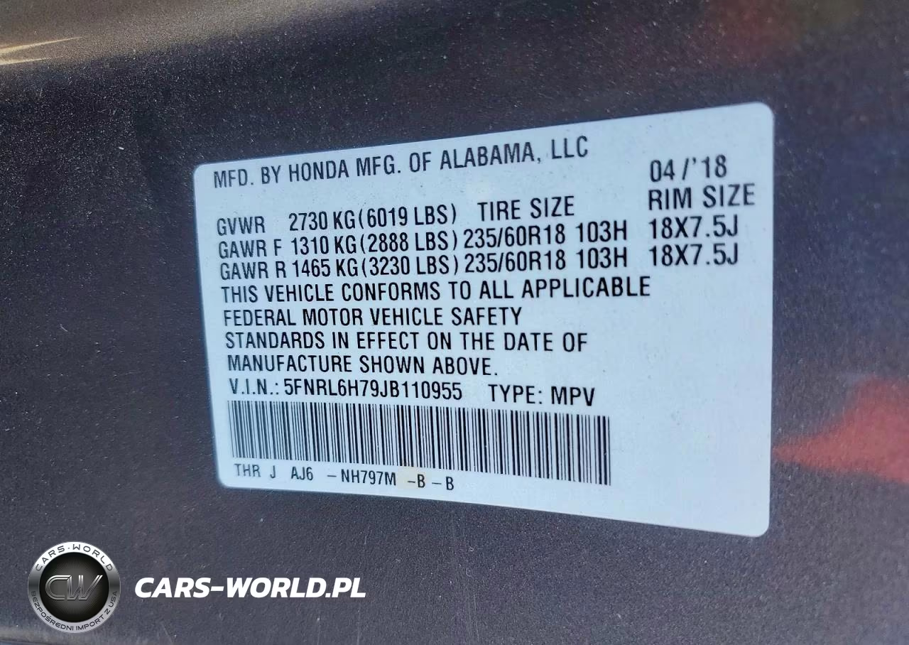 2018 Honda Odyssey Exl VIN:5FNRL6H79JB110955 - 13