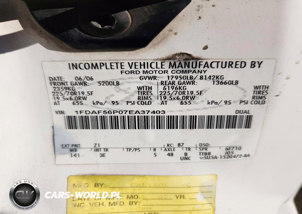 FORD F550 SUPER VIN:1FDAF56P07EA37403 - 12