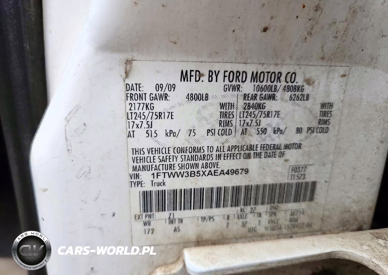 2010 Ford F350 Super VIN:1FTWW3B5XAEA49679 - 12