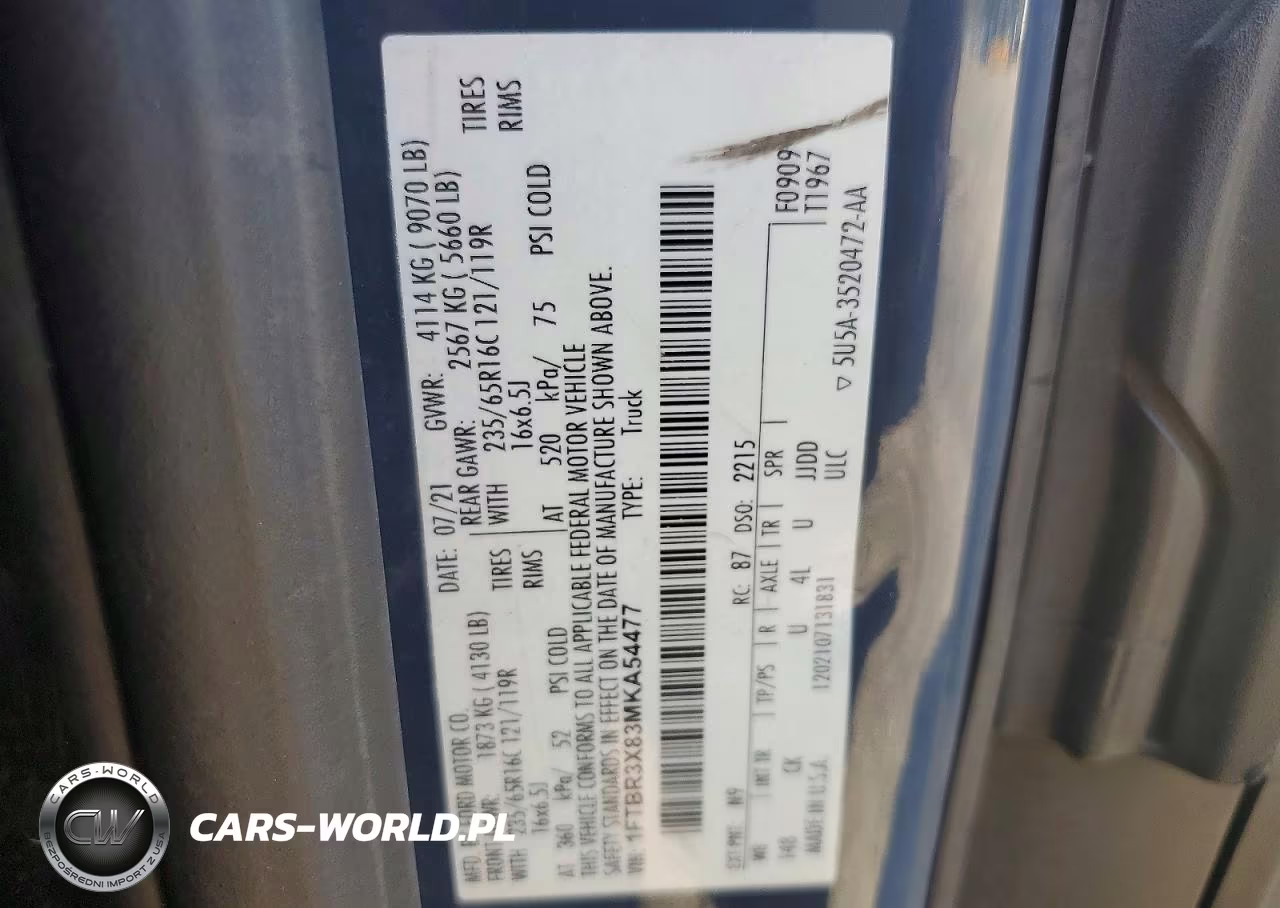 2021 Ford Transit 250 Delivery Van VIN:1FTBR3X83MKA54477 - 13