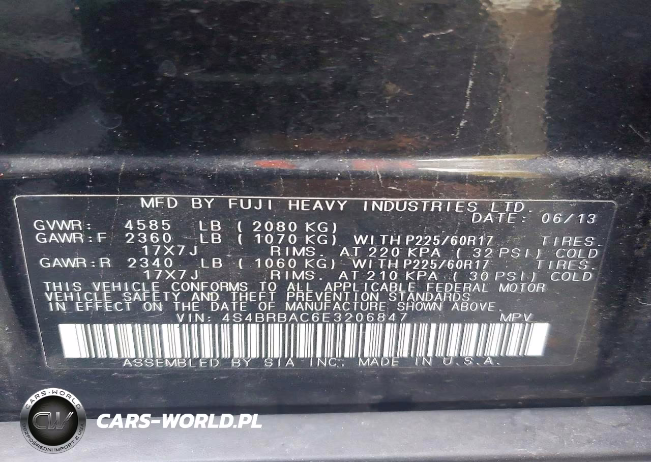 2014 Subaru Outback 2.5I VIN:4S4BRBAC6E3206847 - 14