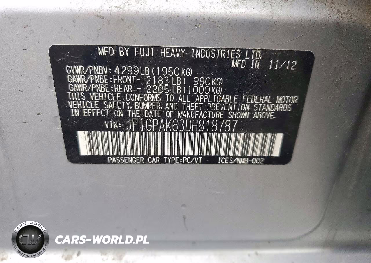 2013 Subaru Impreza Limited VIN:JF1GPAK63DH818787 - 13