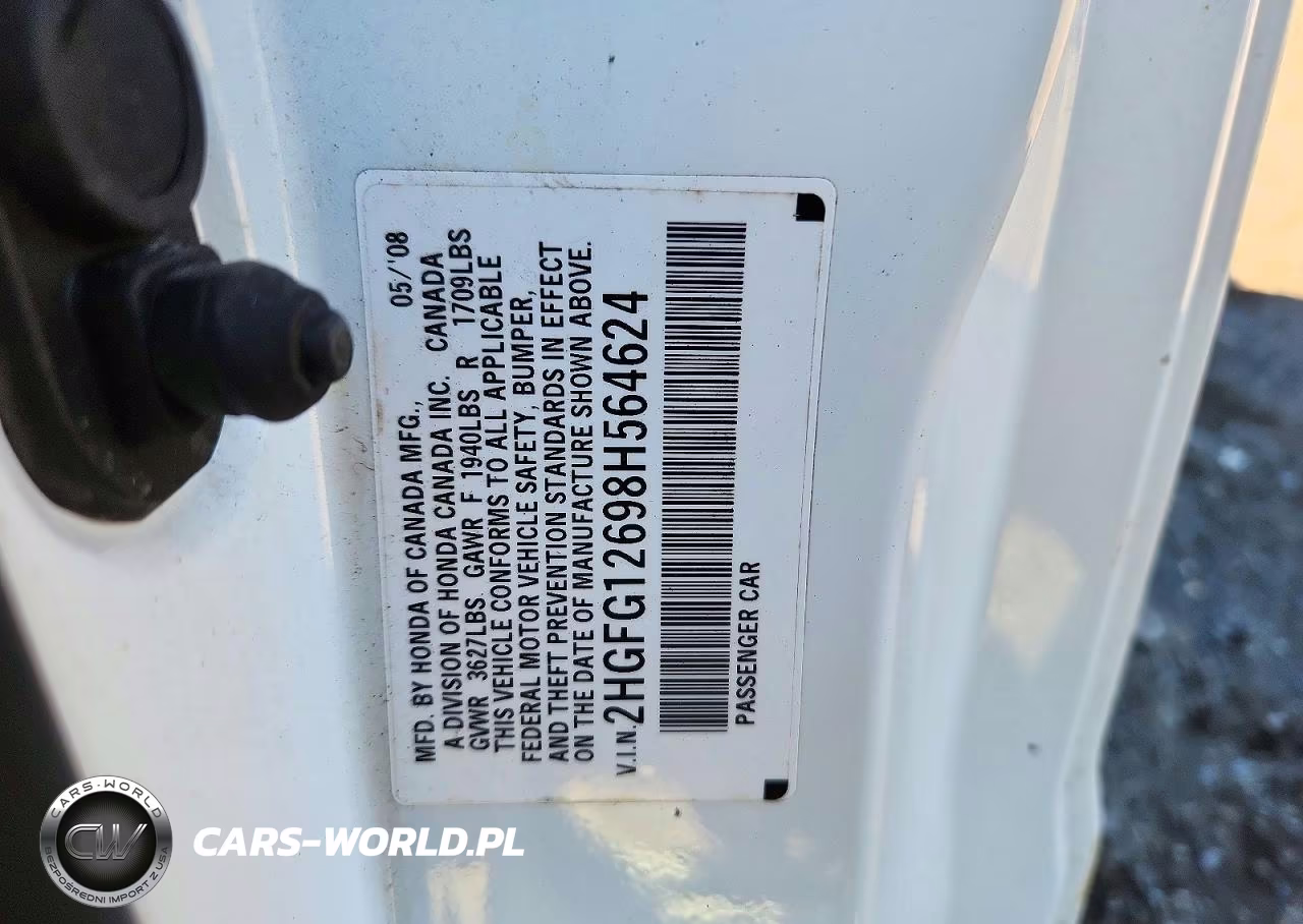 2008 Honda Civic Lx VIN:2HGFG12698H564624 - 12