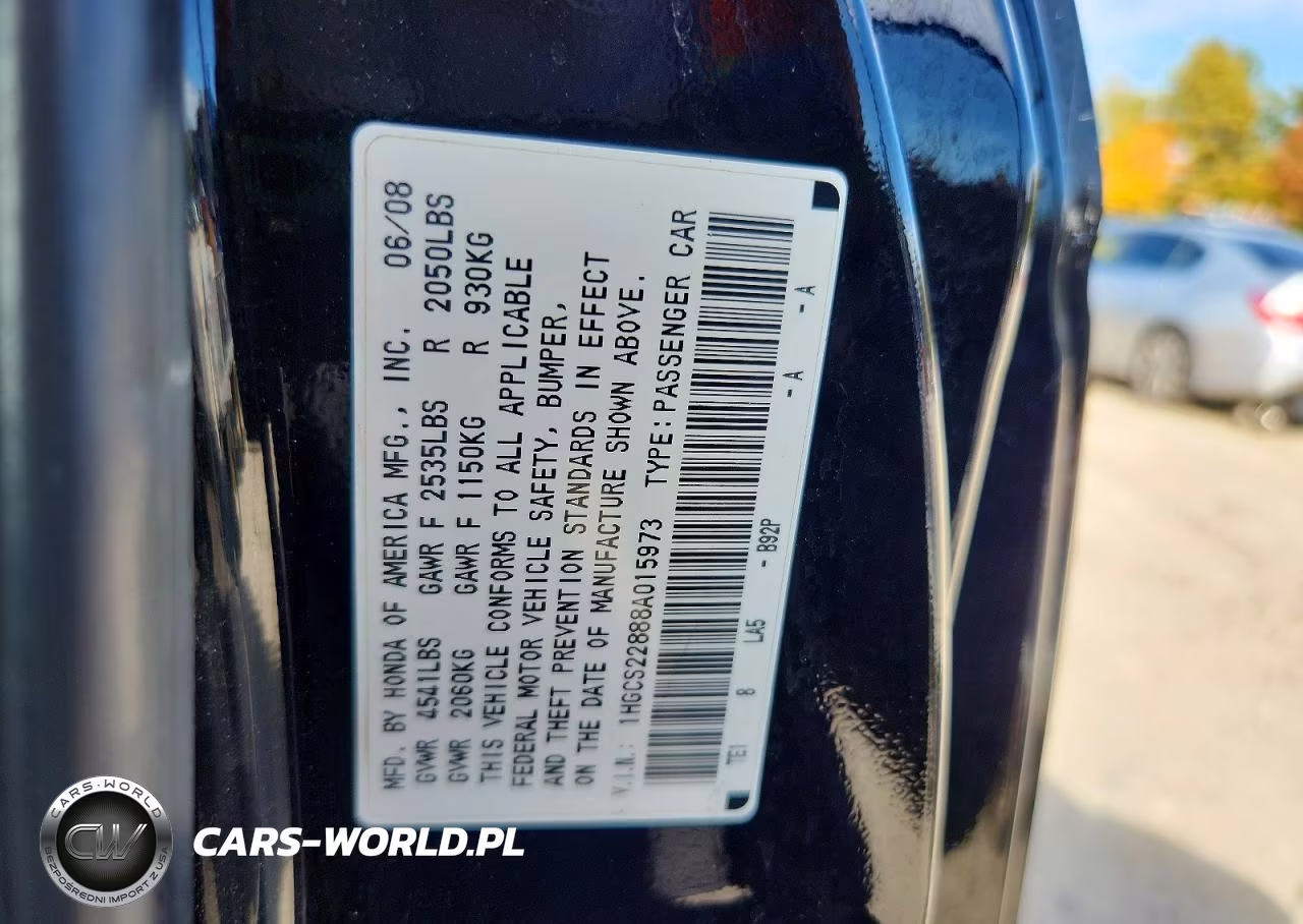 2008 Honda Accord Exl VIN:1HGCS22888A015973 - 12