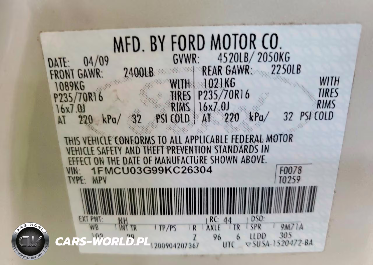 2009 Ford Escape Xlt VIN:1FMCU03G99KC26304 - 13