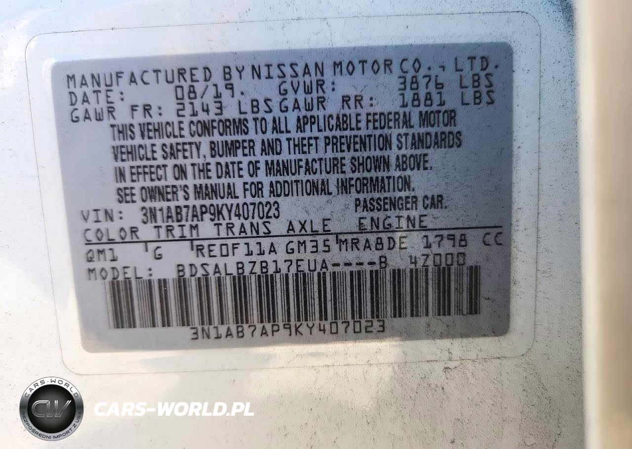 2019 Nissan Sentra S VIN:3N1AB7AP9KY407023 - 12