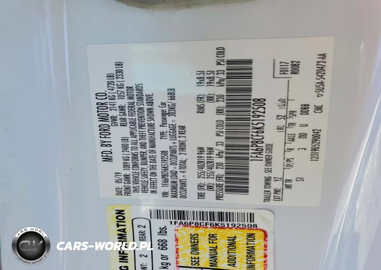 2019 Ford Mustang Gt VIN:1FA6P8CF6K5192508 - 12