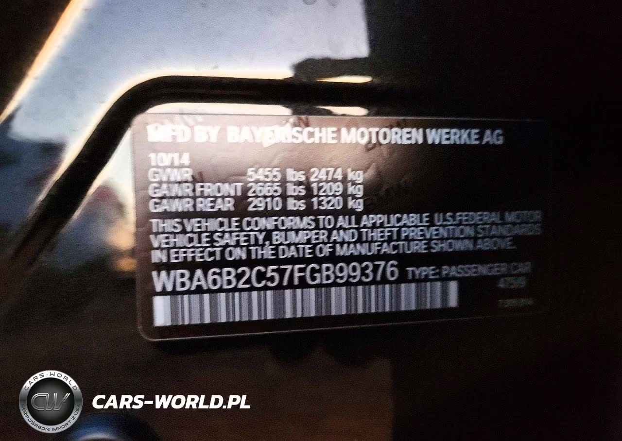 2015 BMW 650 I Gran Coupe VIN:WBA6B2C57FGB99376 - 13