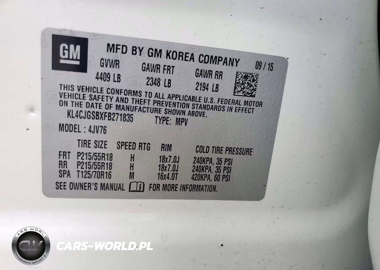 2015 Buick Encore VIN:KL4CJGSBXFB271835 - 13