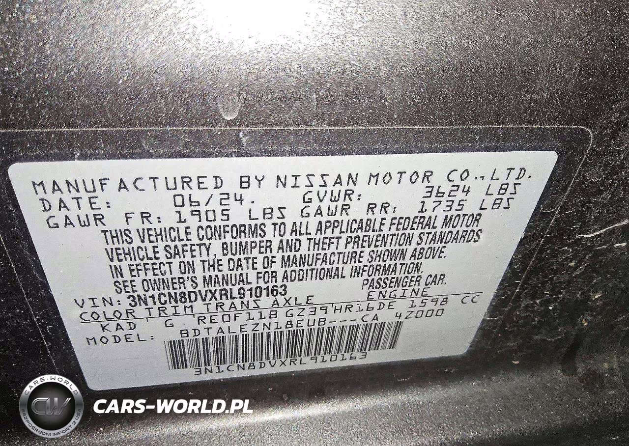 2024 Nissan Versa S VIN:3N1CN8DVXRL910163 - 13