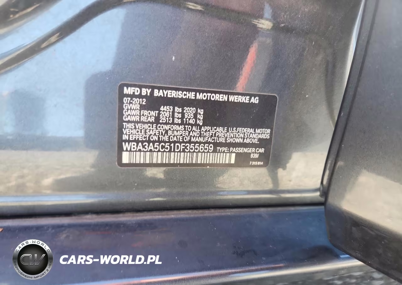 2013 BMW 328 I VIN:WBA3A5C51DF355659 - 12