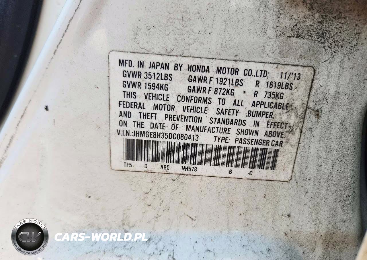 2013 Honda Fit VIN:JHMGE8H35DC080413 - 12