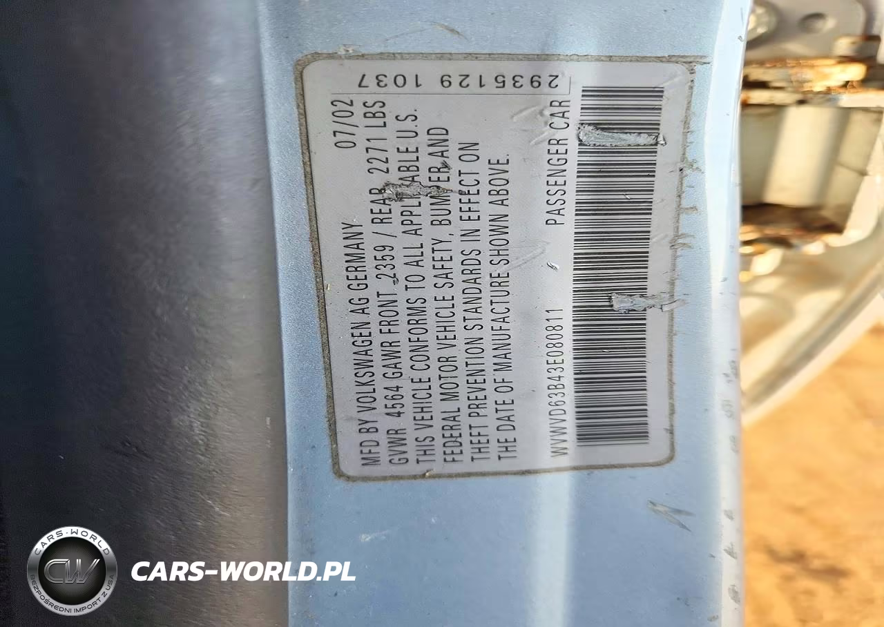 2003 Volkswagen Passat Gls VIN:WVWVD63B43E080811 - 12
