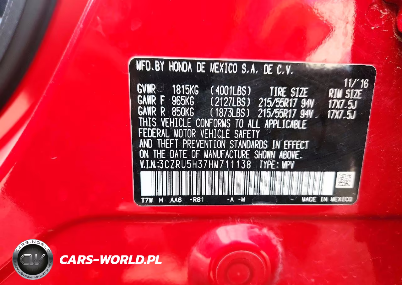 2017 Honda Hr-V Lx VIN:3CZRU5H37HM711138 - 12
