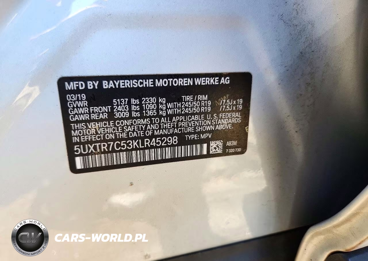 2019 BMW X3 Sdrive30I VIN:5UXTR7C53KLR45298 - 12