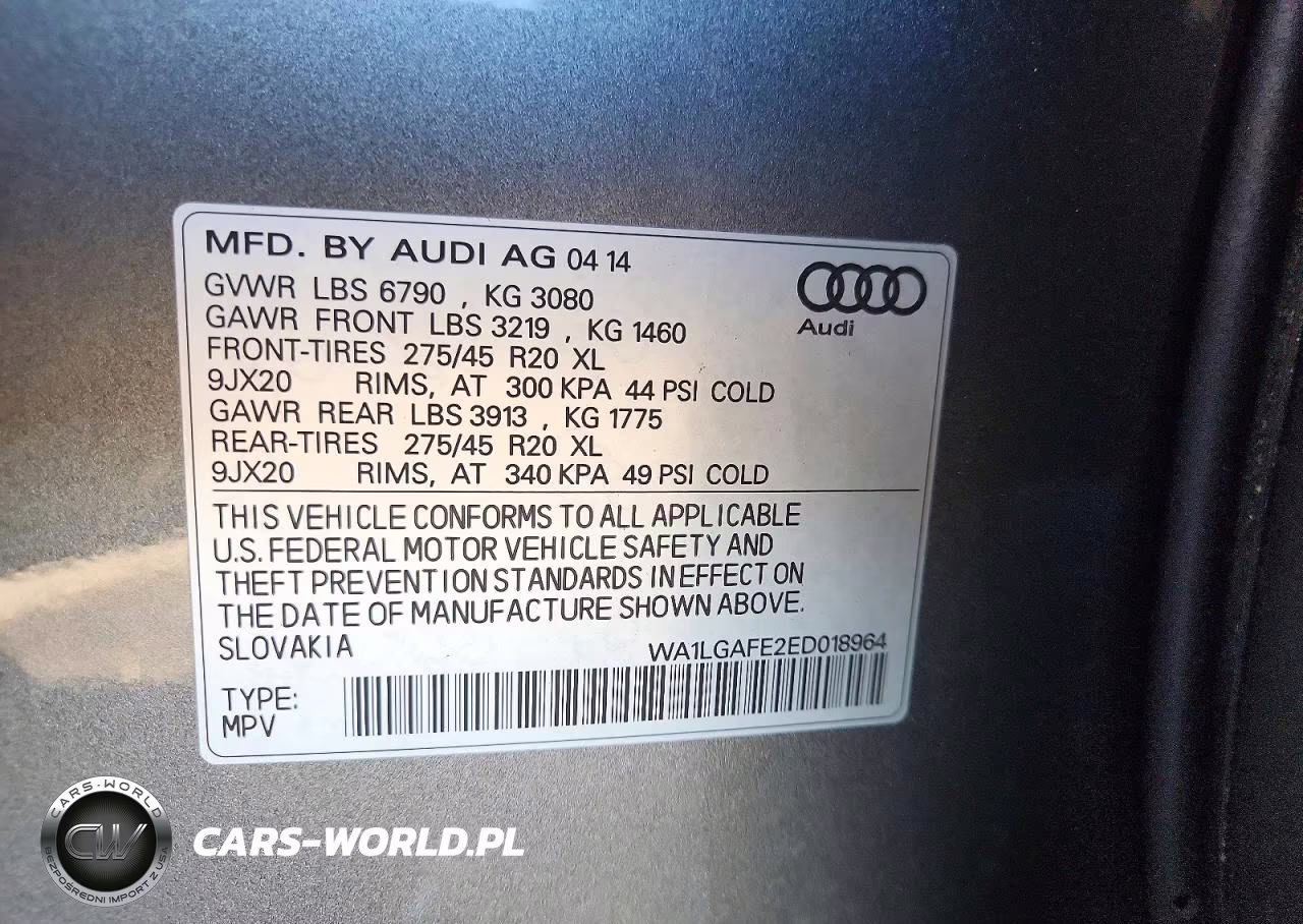 2014 Audi Q7 Premium Plus VIN:WA1LGAFE2ED018964 - 13