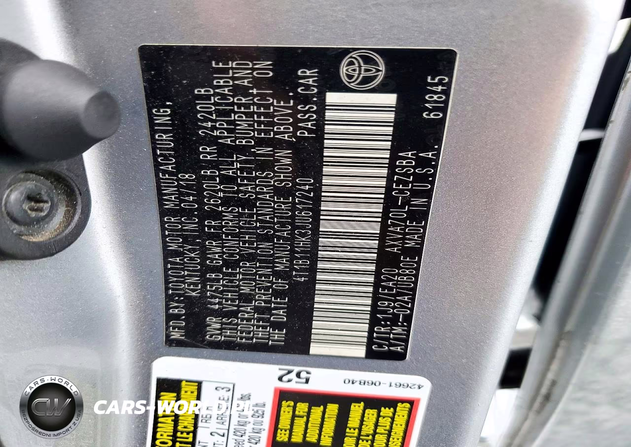 2018 Toyota Camry Se VIN:4T1B11HK3JU617240 - 12