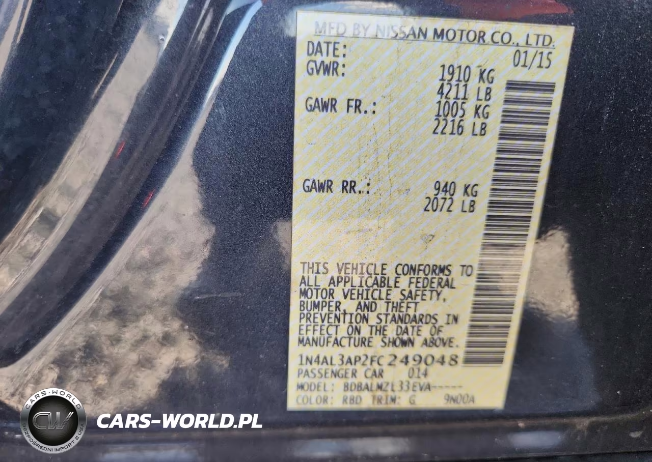 2015 Nissan Altima 2.5 Sv VIN:1N4AL3AP2FC249048 - 12