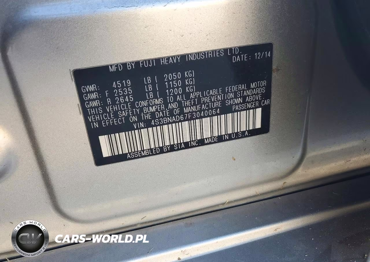 2015 Subaru Legacy 2.5I Premium VIN:4S3BNAD67F3040064 - 12
