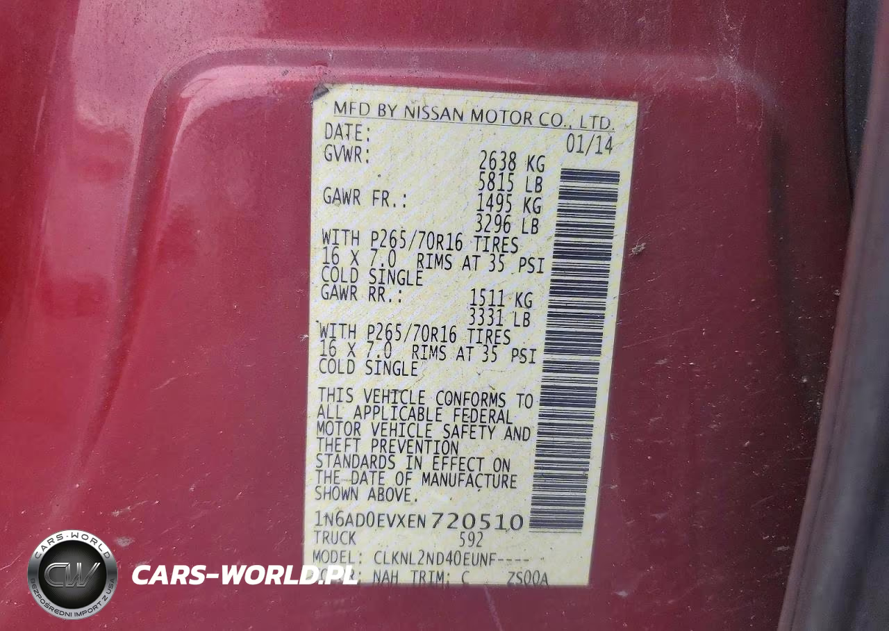 2014 Nissan Frontier S VIN:1N6AD0EVXEN720510 - 13