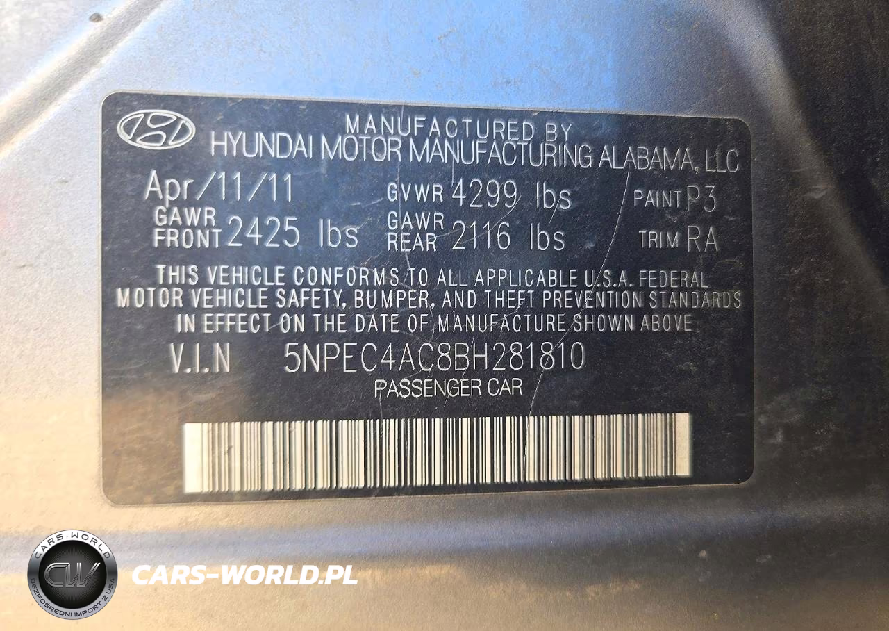 2011 Hyundai Sonata Se VIN:5NPEC4AC8BH281810 - 12