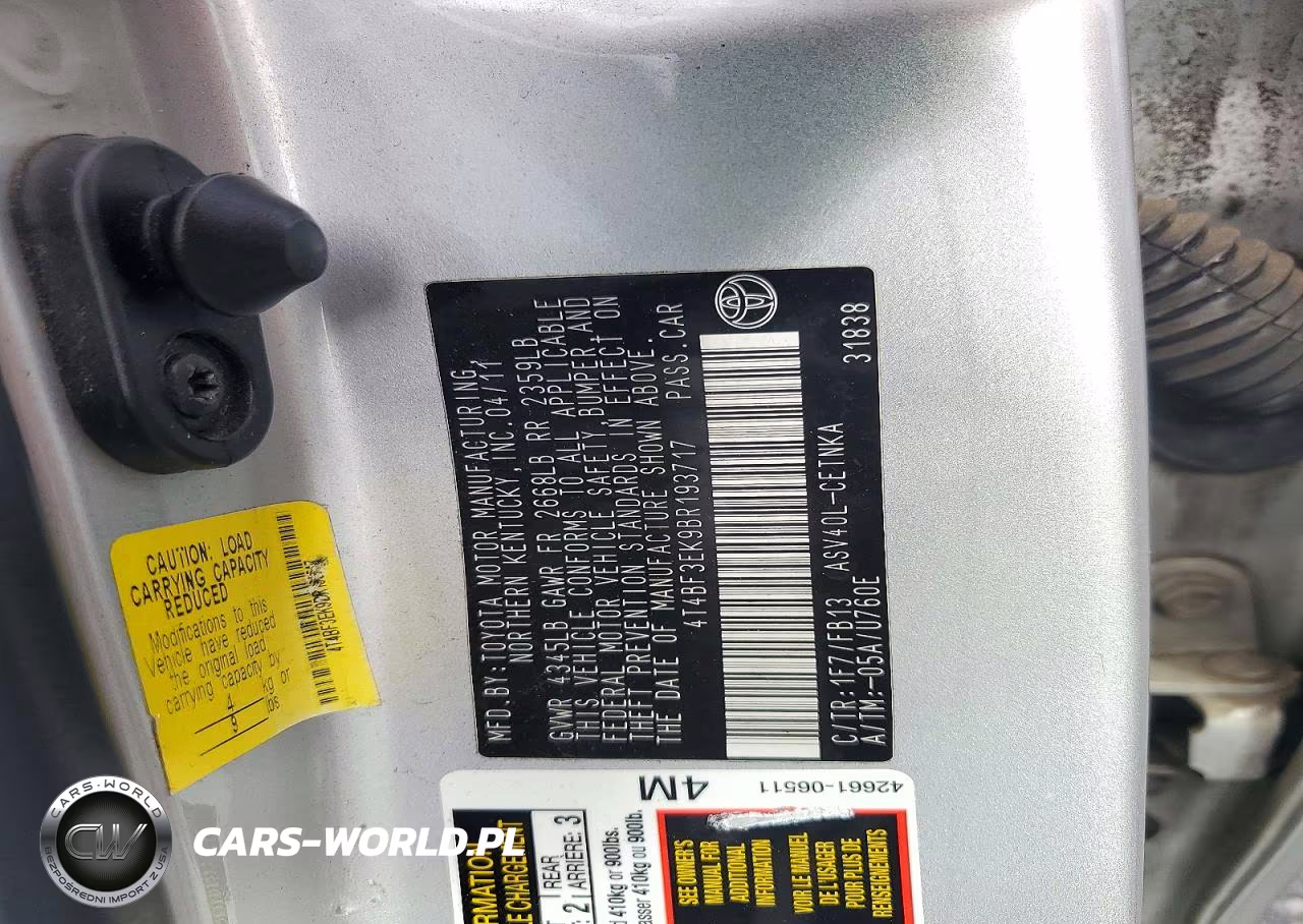 2011 Toyota Camry Le VIN:4T4BF3EK9BR193717 - 12