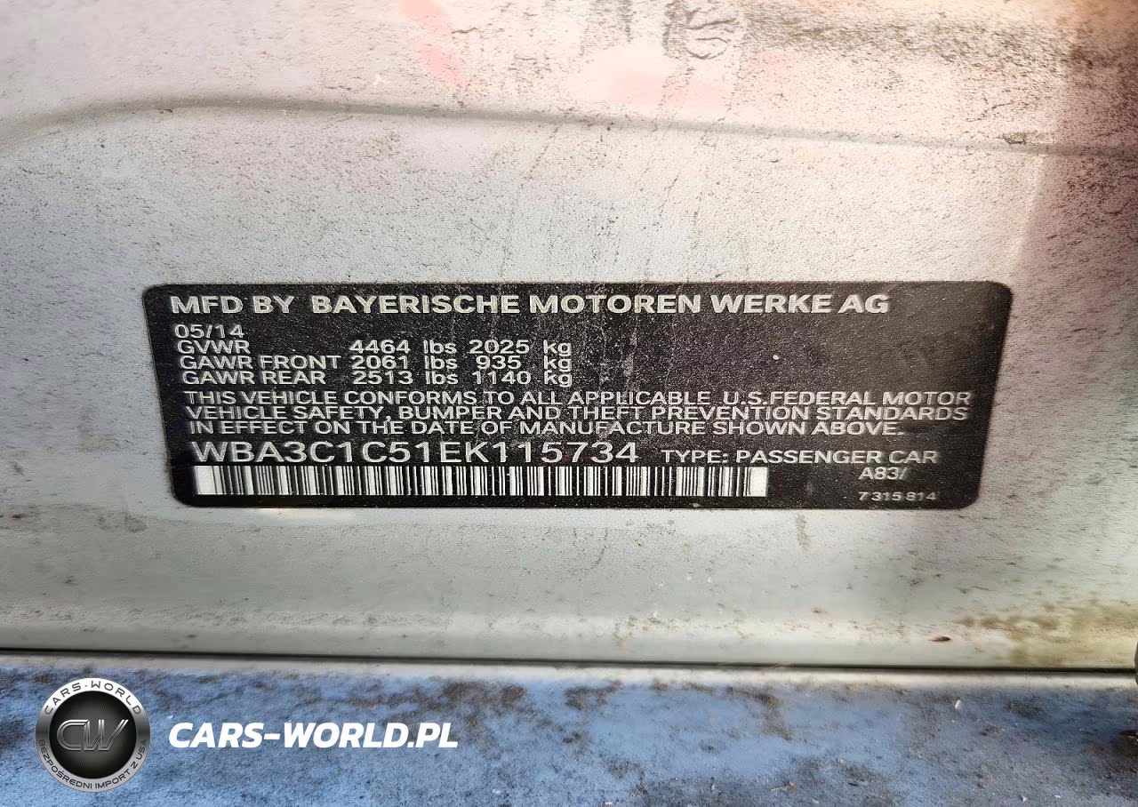 2014 BMW 328 I Sulev VIN:WBA3C1C51EK115734 - 12