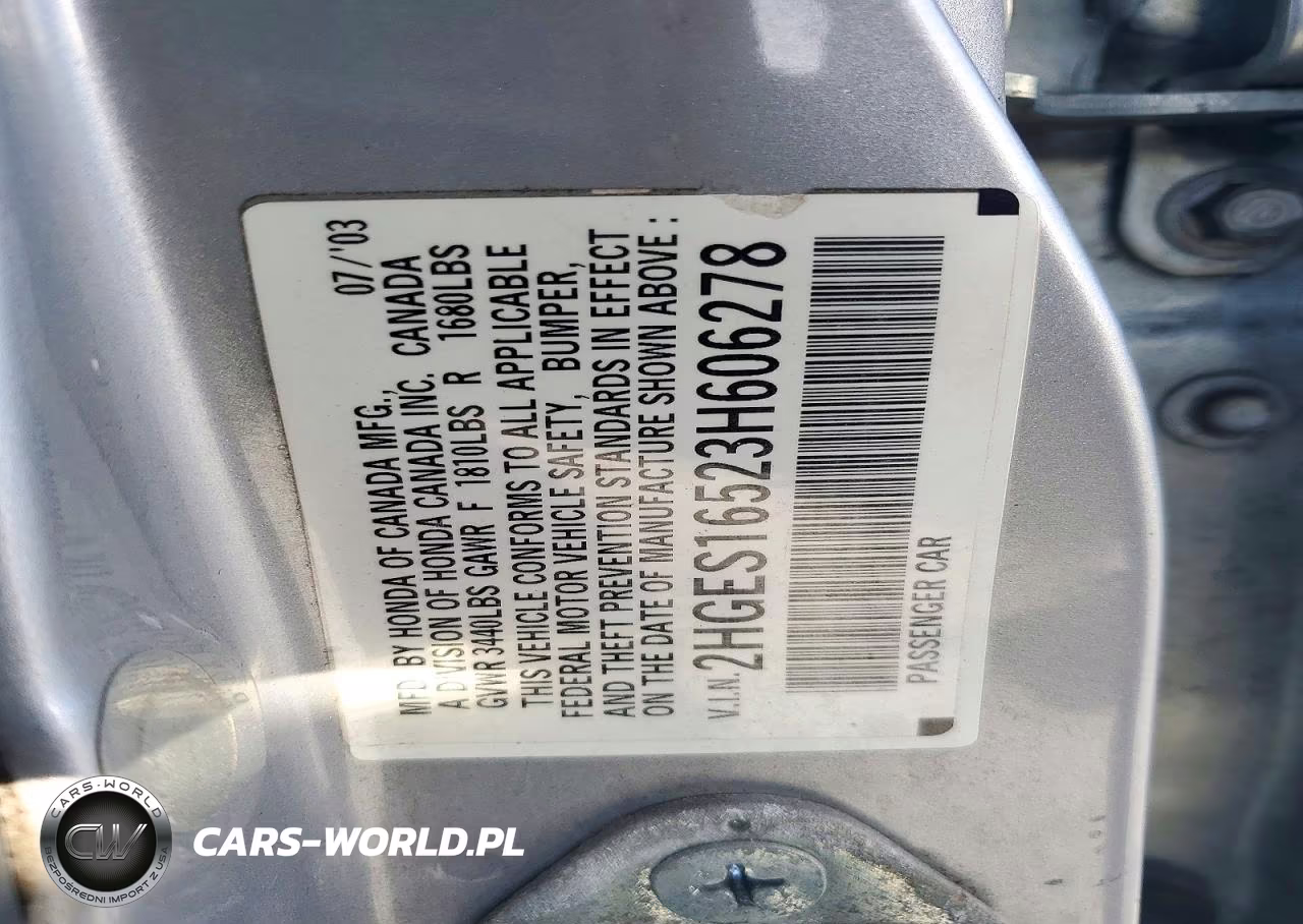 2003 Honda Civic Lx VIN:2HGES16523H606278 - 12