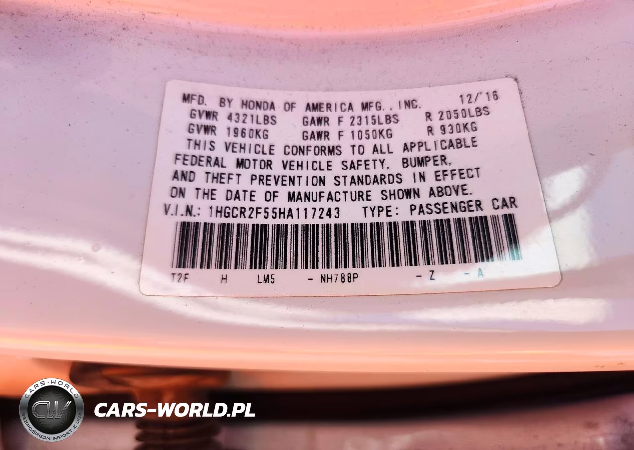 2017 Honda Accord Sport VIN:1HGCR2F55HA117243 - 12