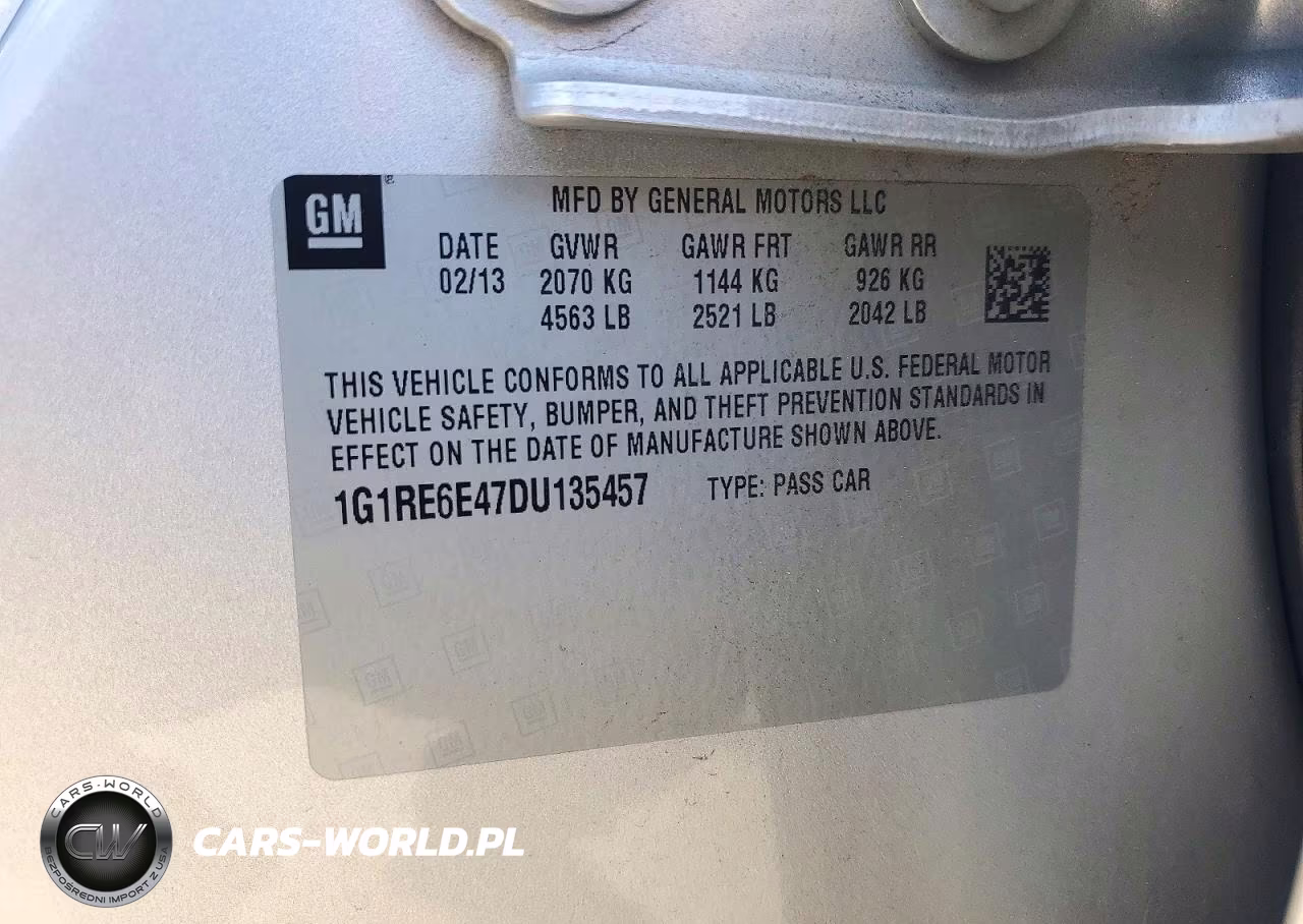 2013 Chevrolet Volt VIN:1G1RE6E47DU135457 - 12