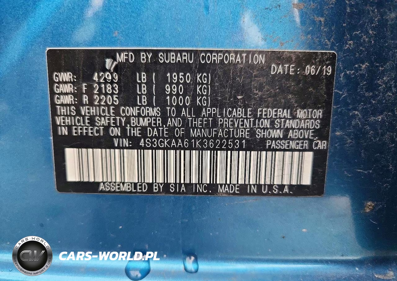 2019 Subaru Impreza VIN:4S3GKAA61K3622531 - 12