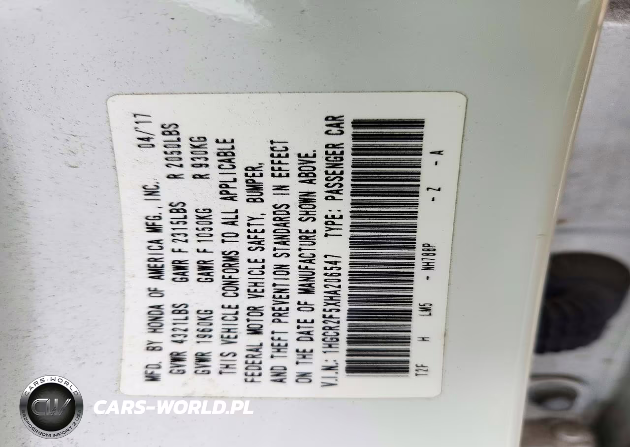 2017 Honda Accord Sport VIN:1HGCR2F5XHA206547 - 12