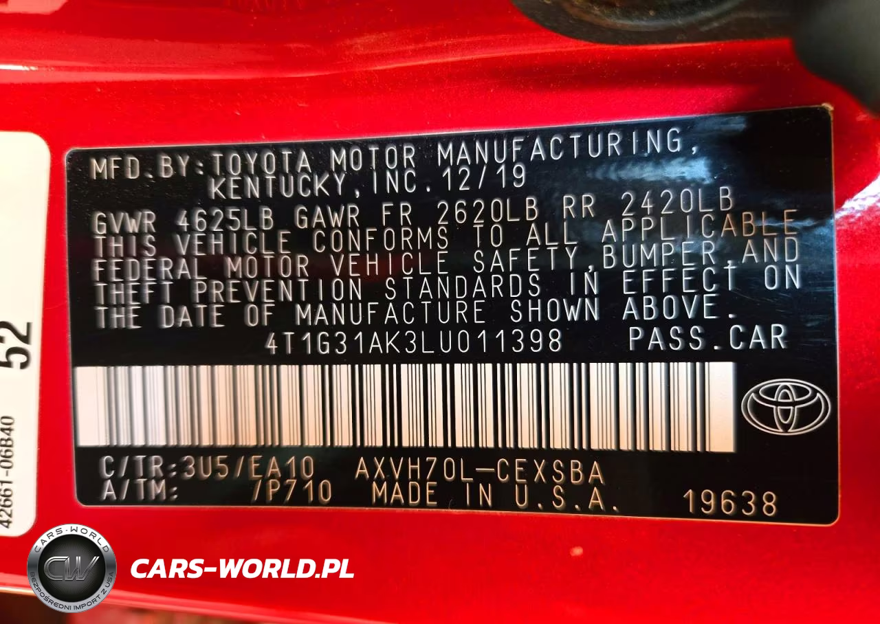 2020 Toyota Camry Se VIN:4T1G31AK3LU011398 - 12